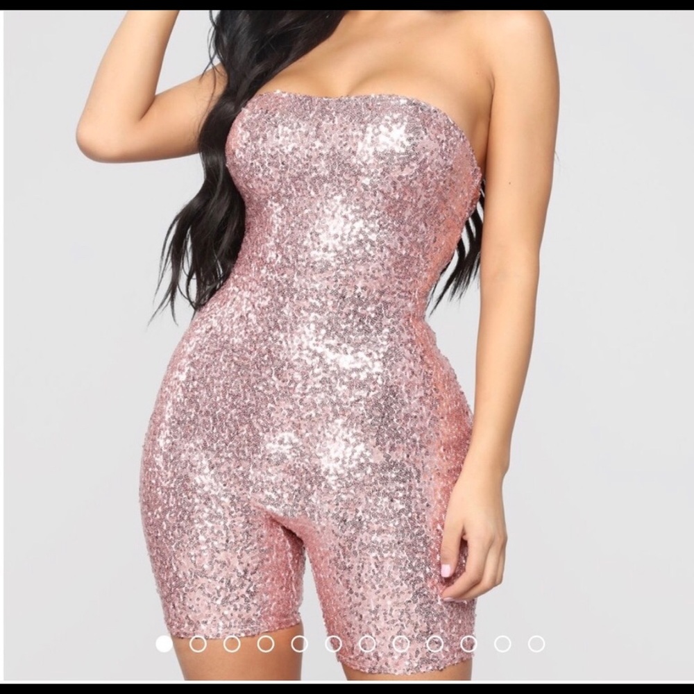 Pink sequined romper